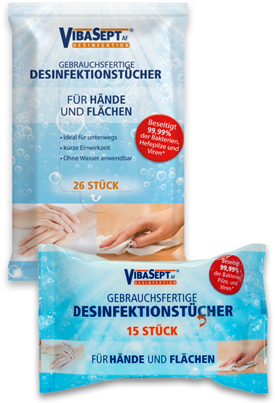 Vibasept Desinfektionstücher Hände & Flächen im Softpack